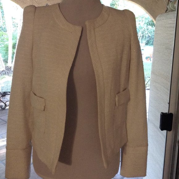 NWT Designer Michelle Belau Cream Gold lined Blazer Jacket Peru Classy Sz Sm - Picture 1 of 10